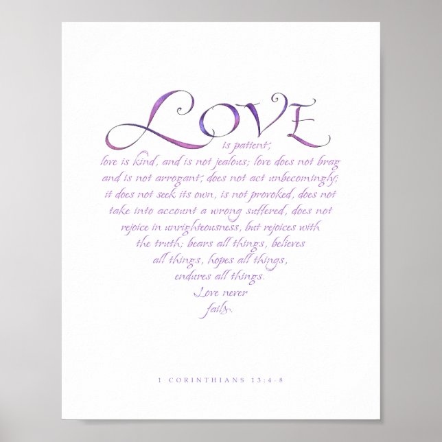 1 Corinthians 13 Heart Shaped Print (Front)