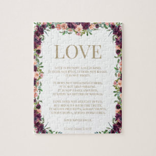 1 Corinthians 13 Love Bible Verse Floral Jigsaw Puzzle