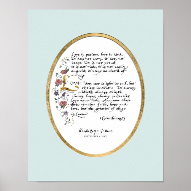 1 Corinthians 13, Love Chapter Christian Scripture Poster (Front)