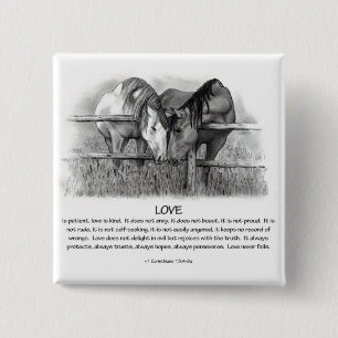 1 Corinthians 13: Love, Horses in Pencil 15 Cm Square Badge