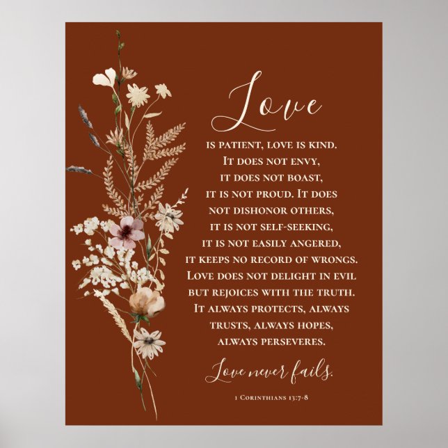 1 Corinthians 13 Love is Patient Bible Wedding  Poster (Front)