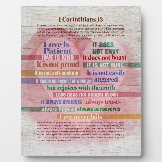1 Corinthians 13 - Love  Plaque (Front)