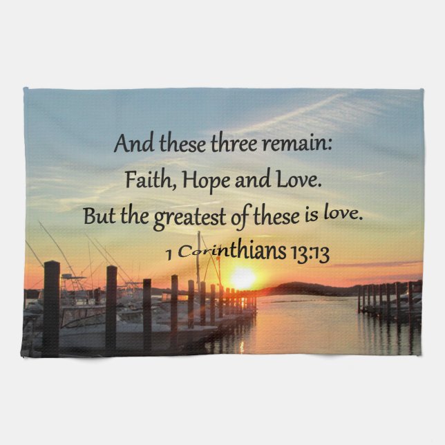 1 CORINTHIANS 13 SUNSET DESIGN TEA TOWEL (Horizontal)