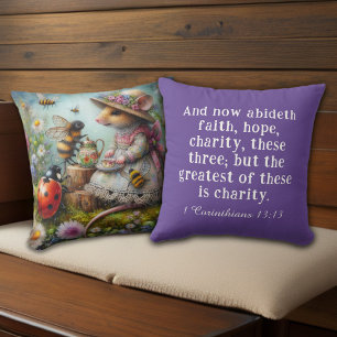 1 Corinthians 13 Whimsical Nature Scene Christian Cushion