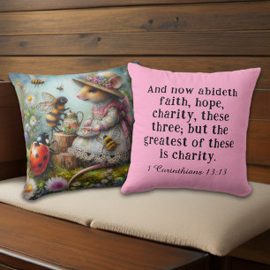 1 Corinthians 13 Whimsical Nature Scene Christian Cushion