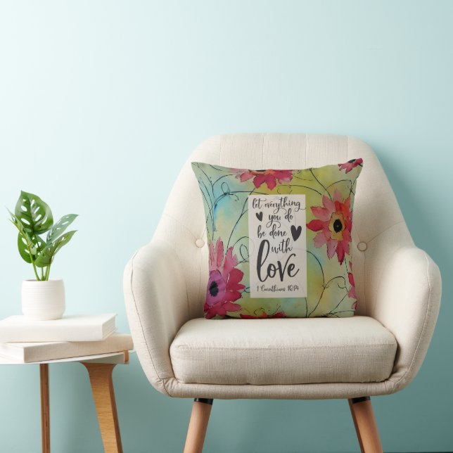 1 Corinthians 16 14 Everything in Love Bible Verse Cushion (Chair)