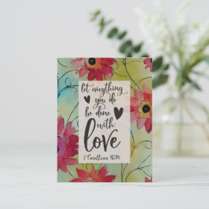 1 Corinthians 16 14 Everything in Love Bible Verse Postcard