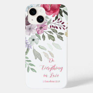 1 Corinthians 16:14 Simple White Watercolor Floral Case-Mate iPhone 14 Case