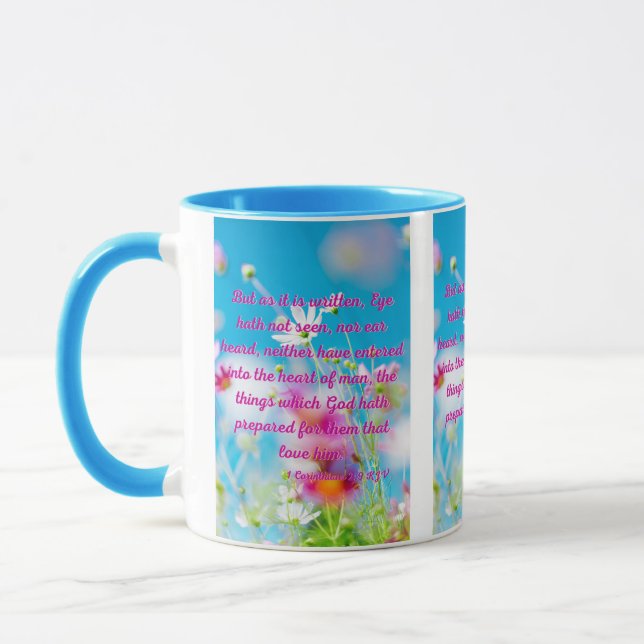 1 Corinthians 2:9 KJV Bible Scripture Pic Two-Tone Mug (Left)