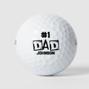 #1 Dad Black and White  Golf Balls