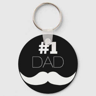#1 Dad Black and White Moustache - Number One Key Ring
