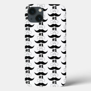 #1 Dad Black and White Mustache - Number One iPhone 13 Case