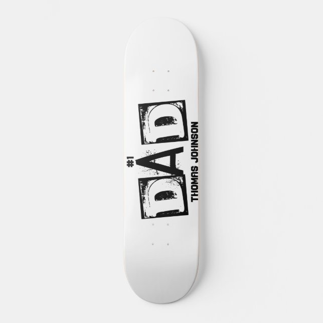 #1 Dad Black and White Personalised  Skateboard (Front)