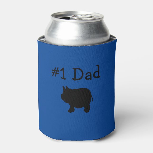 #1 Dad, Black Mini Pig Can Cooler (Can Front)