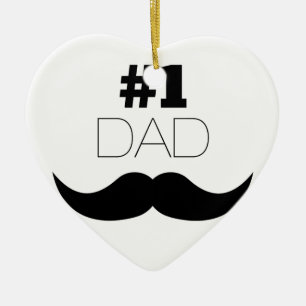 #1 Dad Black Moustache - Number One Ceramic Ornament
