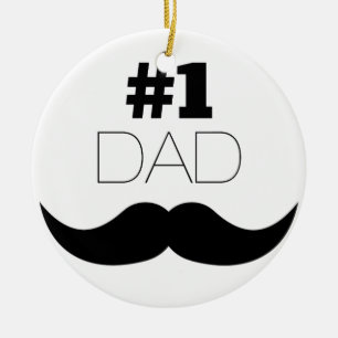 #1 Dad Black Moustache - Number One Ceramic Ornament