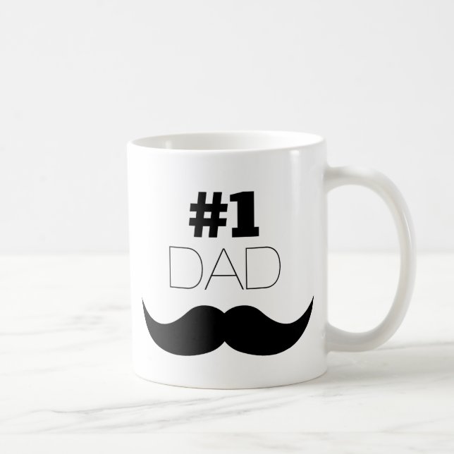 #1 Dad Black Moustache - Number One Coffee Mug (Right)