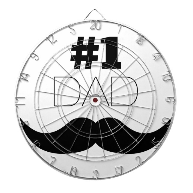 #1 Dad Black Moustache - Number One Dartboard (Front)