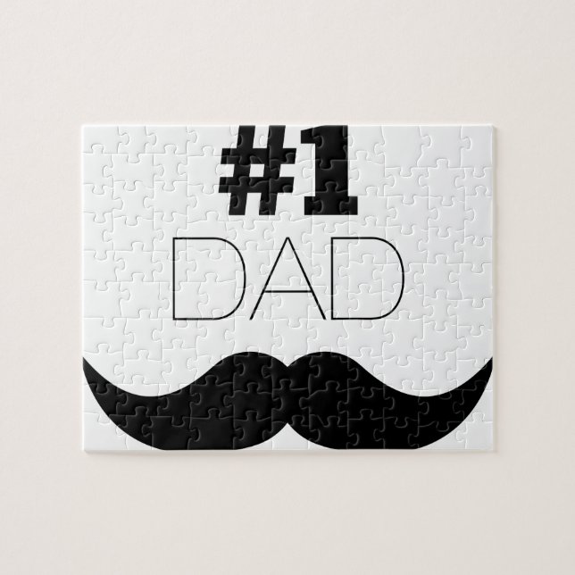 #1 Dad Black Moustache - Number One Jigsaw Puzzle (Horizontal)