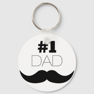 #1 Dad Black Moustache - Number One Key Ring