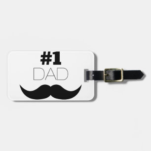 #1 Dad Black Moustache - Number One Luggage Tag
