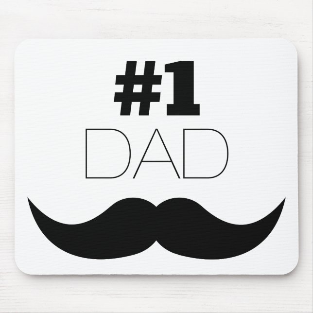#1 Dad Black Moustache - Number One Mouse Pad (Front)