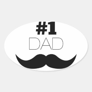 #1 Dad Black Moustache - Number One Oval Sticker