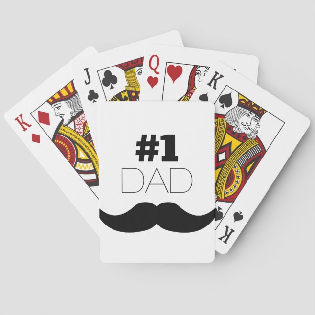 #1 Dad Black Moustache - Number One Playing Cards (Back)