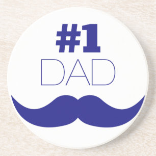 #1 Dad Blue Moustache - Number One Coaster