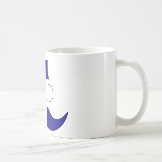 #1 Dad Blue Moustache - Number One Coffee Mug (Right)