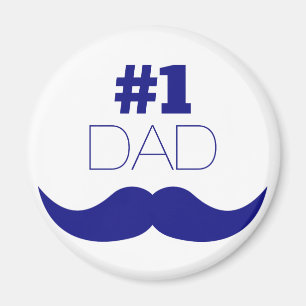 #1 Dad Blue Moustache - Number One Magnet