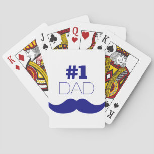 #1 Dad Blue Moustache - Number One Playing Cards