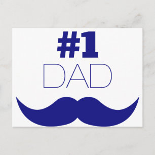 #1 Dad Blue Moustache - Number One Postcard