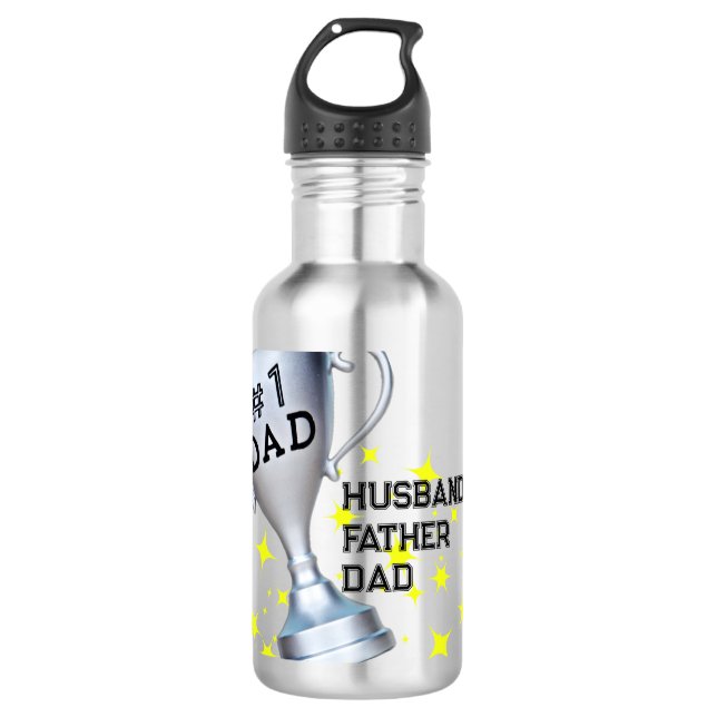 #1 Dad Custom Stainless Steel Water Bottle (Front)
