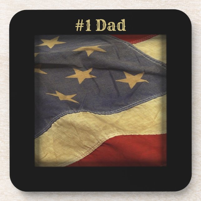 #1 Dad Distressed American Flag Coaster (Front)