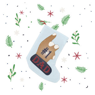 #1 Dad Ebony Teak Small Christmas Stocking