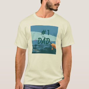 #1 Dad Fisherman Mens Natural T-Shirt