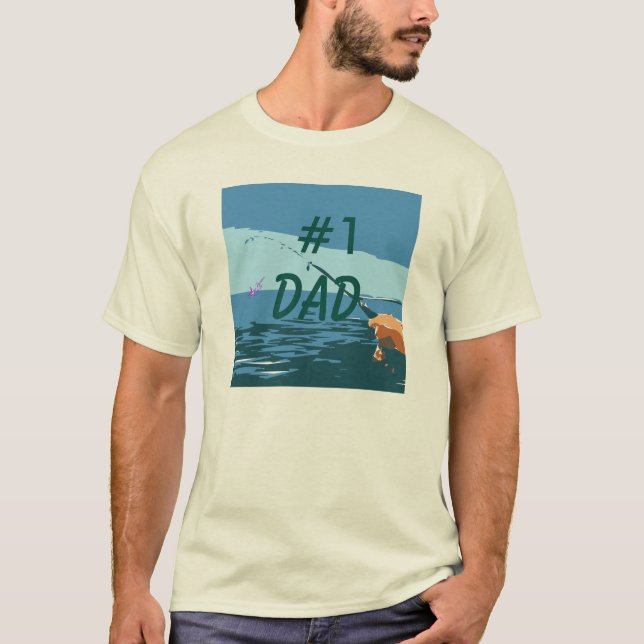 #1 Dad Fisherman Mens Natural T-Shirt (Front)
