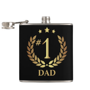 #1 DAD Gold Black Father's Day Hip Flask