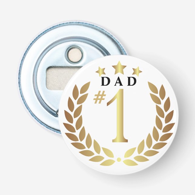 #1 DAD Gold Father's Day Bottle Opener (Front)