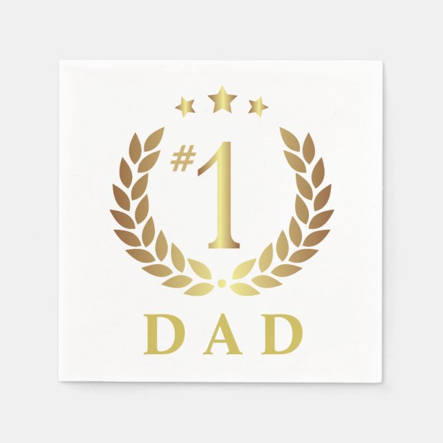 #1 DAD Gold Father's Day Party Napkin (Front)