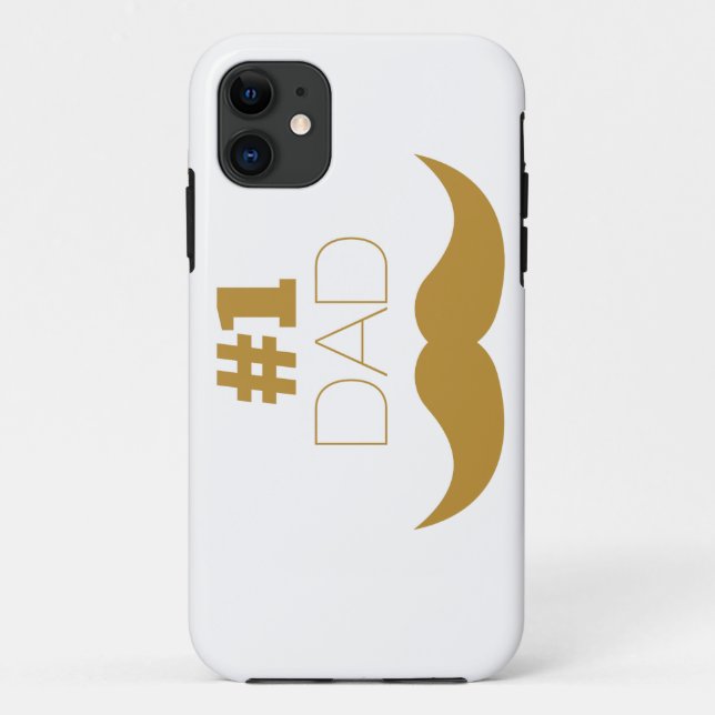 #1 Dad Gold Moustache - Number One Case-Mate iPhone Case (Back)