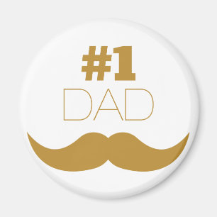 #1 Dad Gold Moustache - Number One Magnet