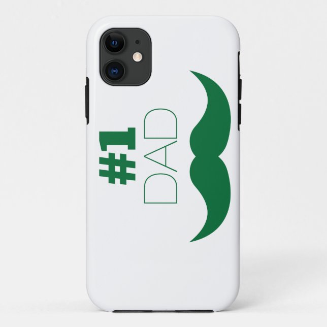 #1 Dad Green Moustache - Number One Case-Mate iPhone Case (Back)