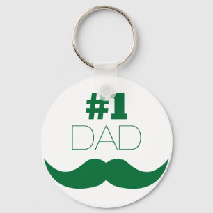 #1 Dad Green Moustache - Number One Key Ring