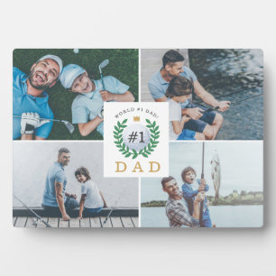 #1 Dad, Happy Fathers Day Golf Theme Photo Collage Plaque