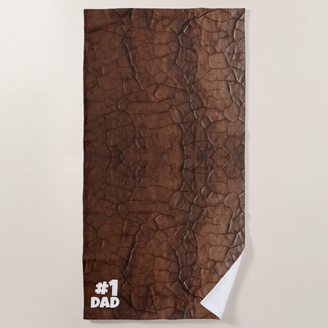 #1 Dad Leather-look Beach Towel (Front)