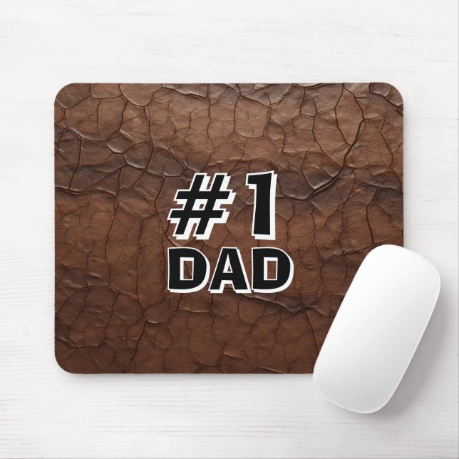 #1 Dad Leather-look Mouse Pad (With Mouse)