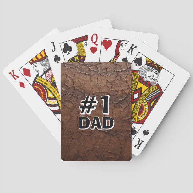 #1 Dad Leather-look Playing Cards (Back)