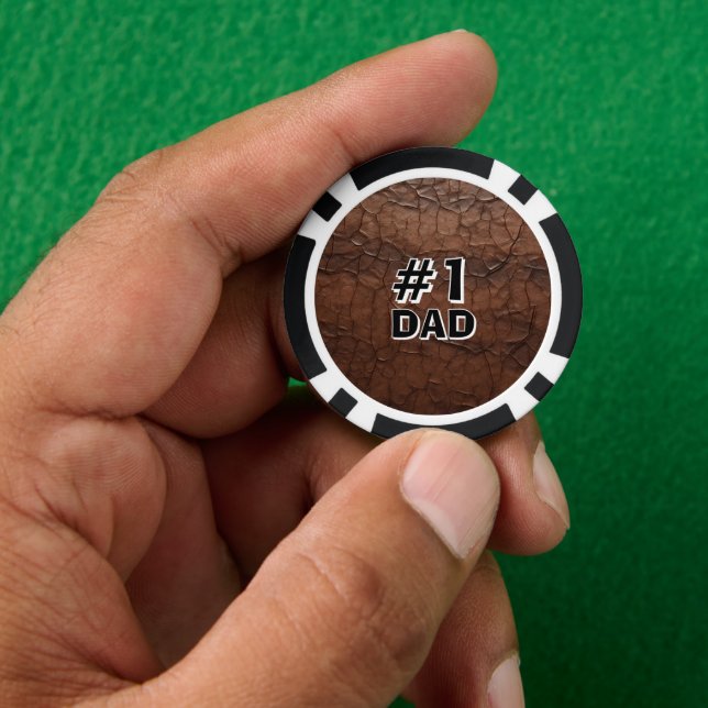 #1 Dad Leather-look Poker Chips (Hand)